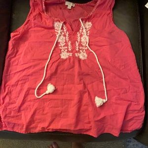 Pink embroidered tank top